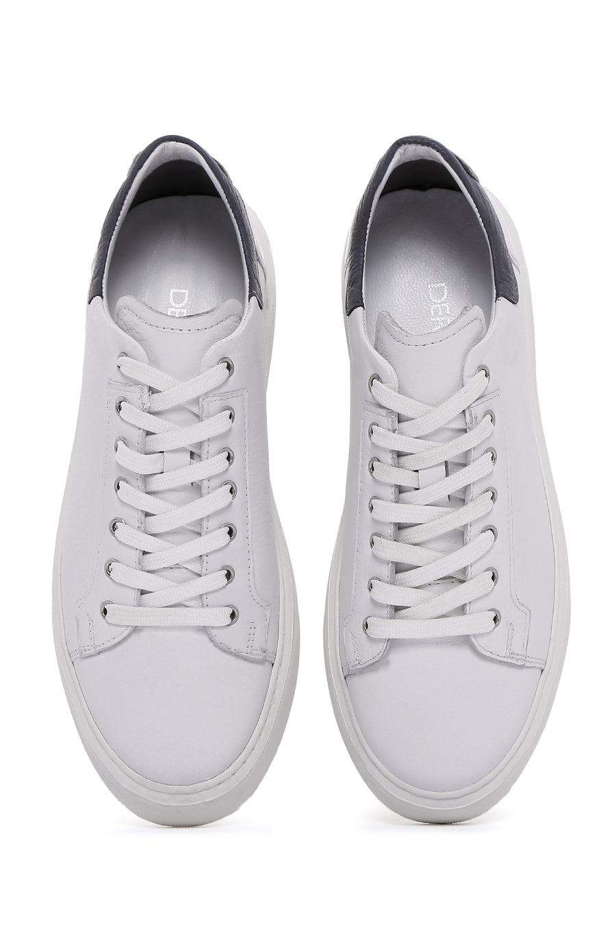 Erkek Beyaz Bağcıklı Deri Sneaker