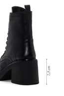 Women's Black Leather Heeled Boots | Derimod