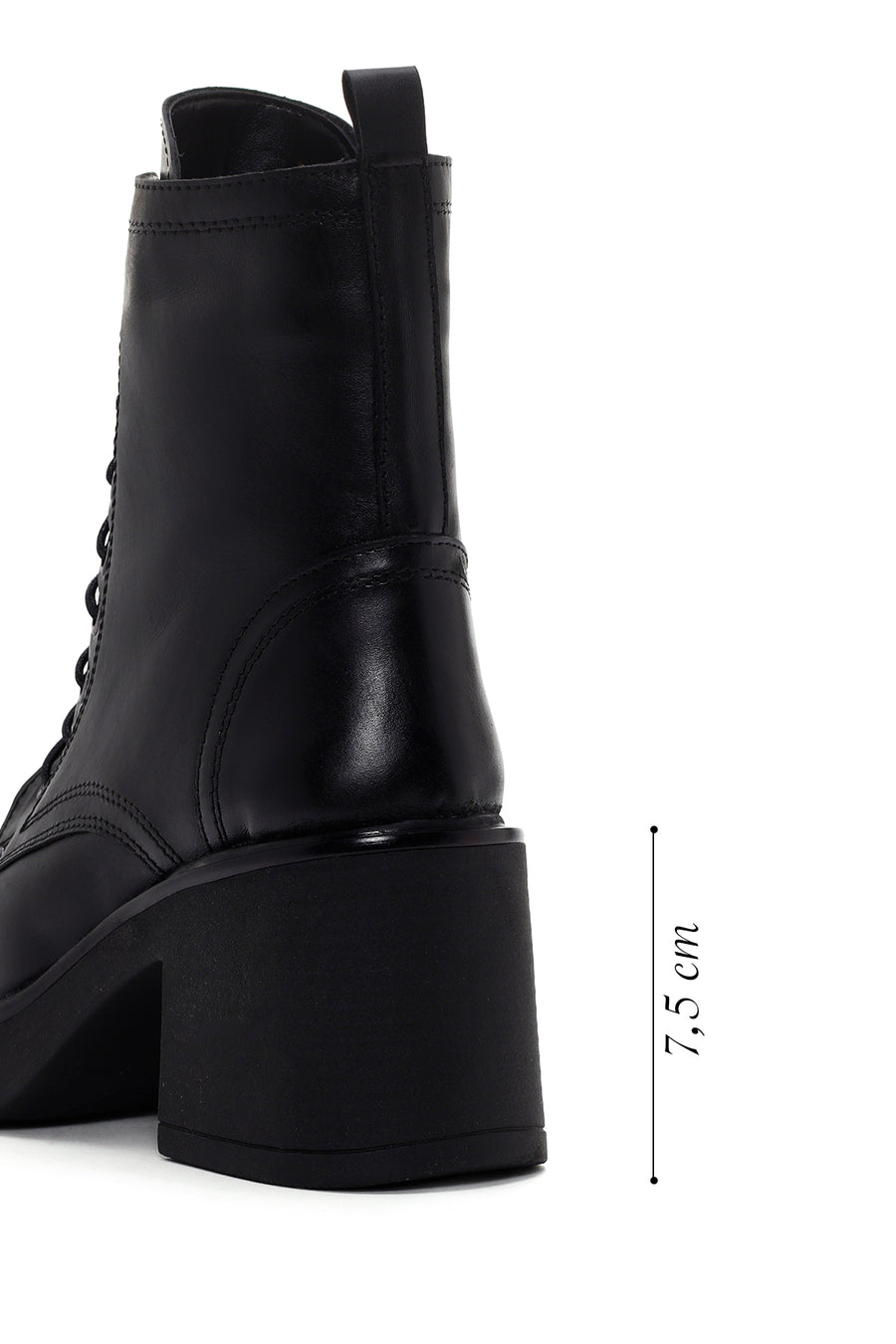 Women's Black Leather Heeled Boots