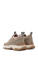 Erkek Vizon Bağcıklı Nubuk Deri Sneaker | Derimod
