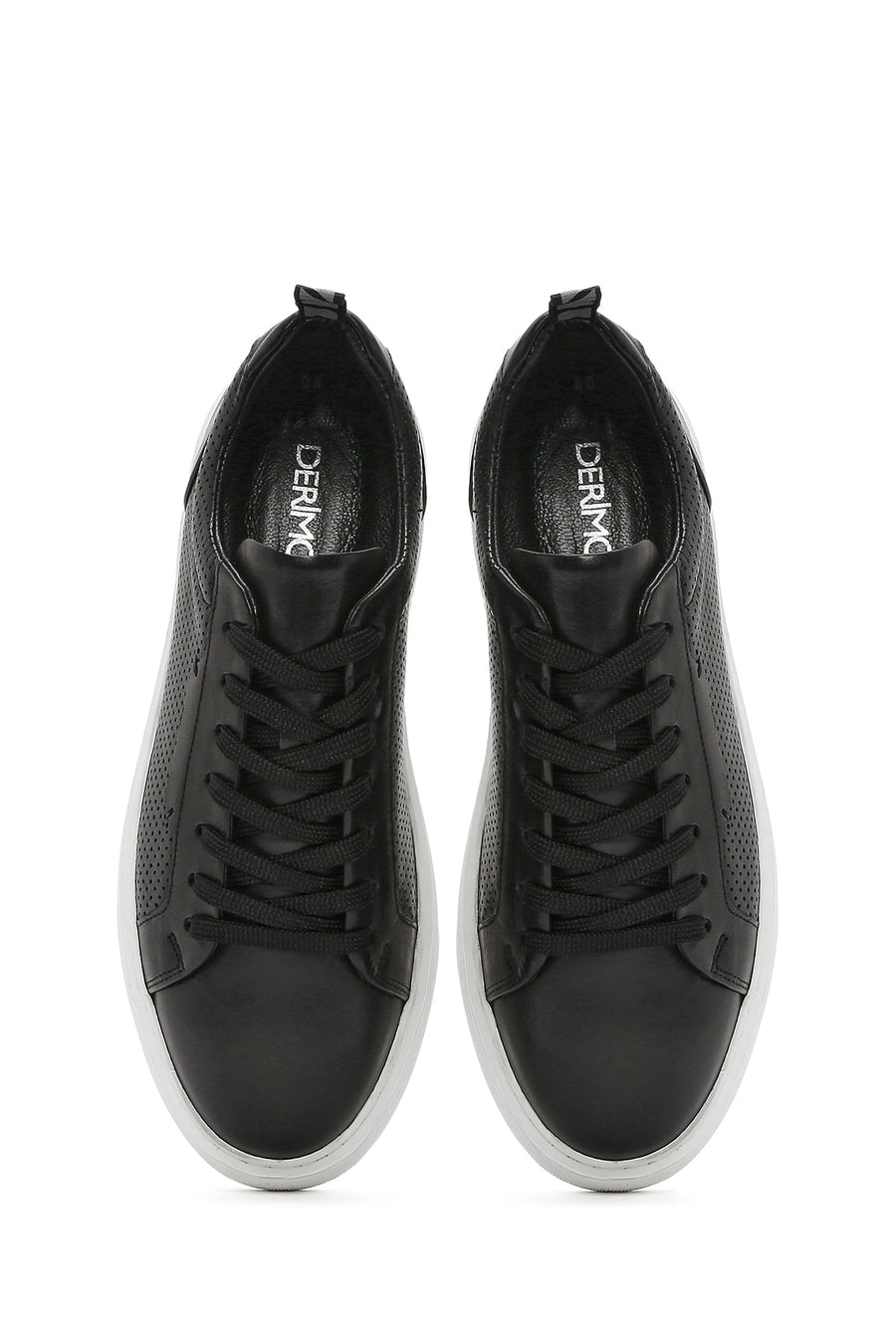 Erkek Siyah Bağcıklı Deri Sneaker