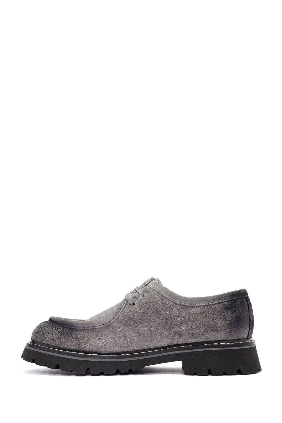 Men's Gray Lace-up Suede Leather Casual Shoes