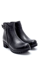 Women's Leather Buckle Detailed Zippered Boots | Derimod
