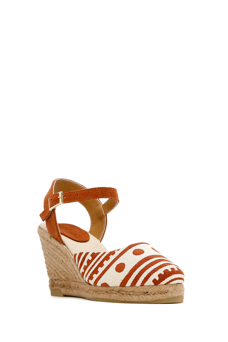 Kastamonu Stone Print Women's Taba Patterned Wedge Heeled Espadrille Sandals
