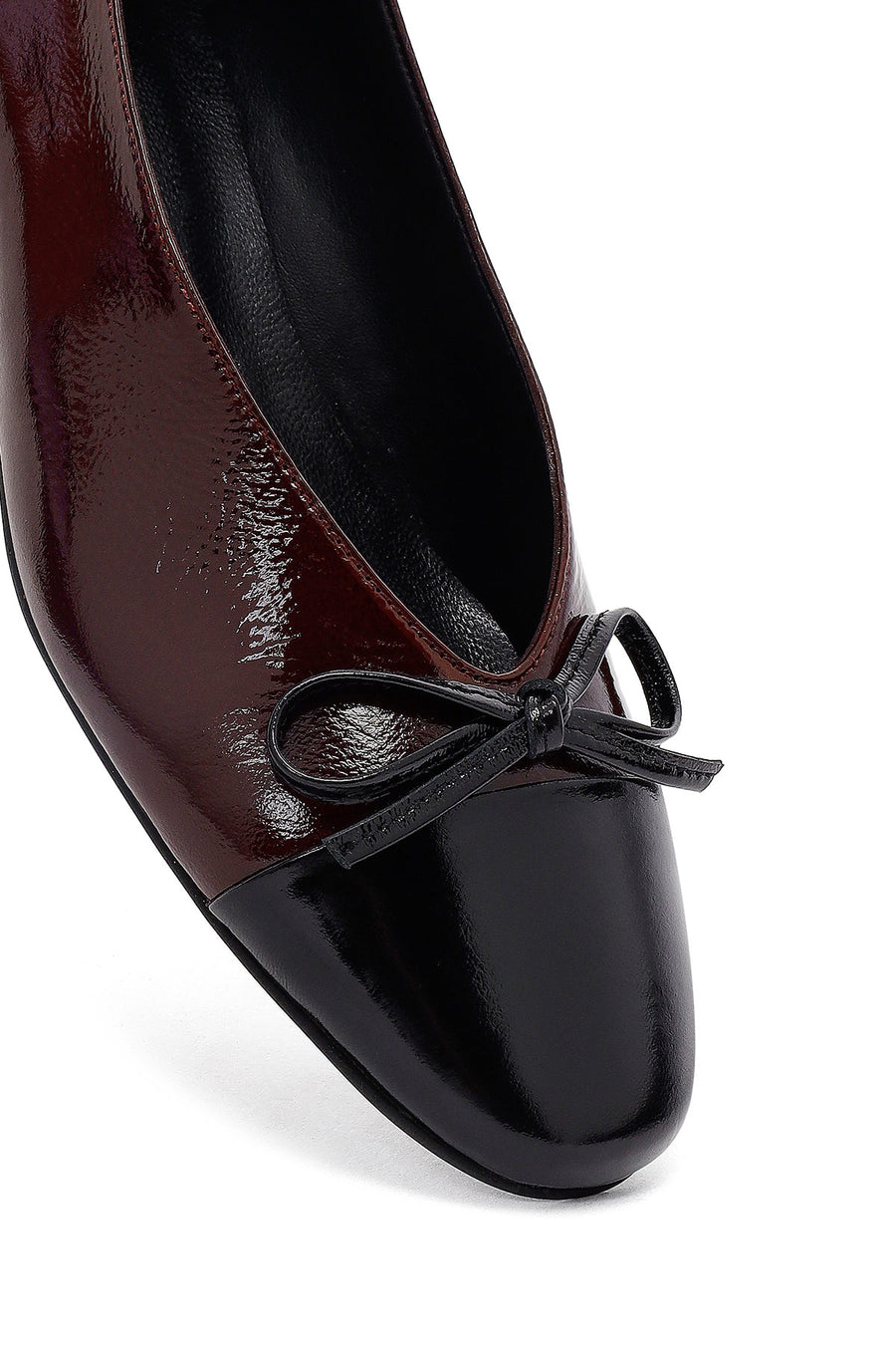 Women's Burgundy Short Heel Leather Ballet Flat