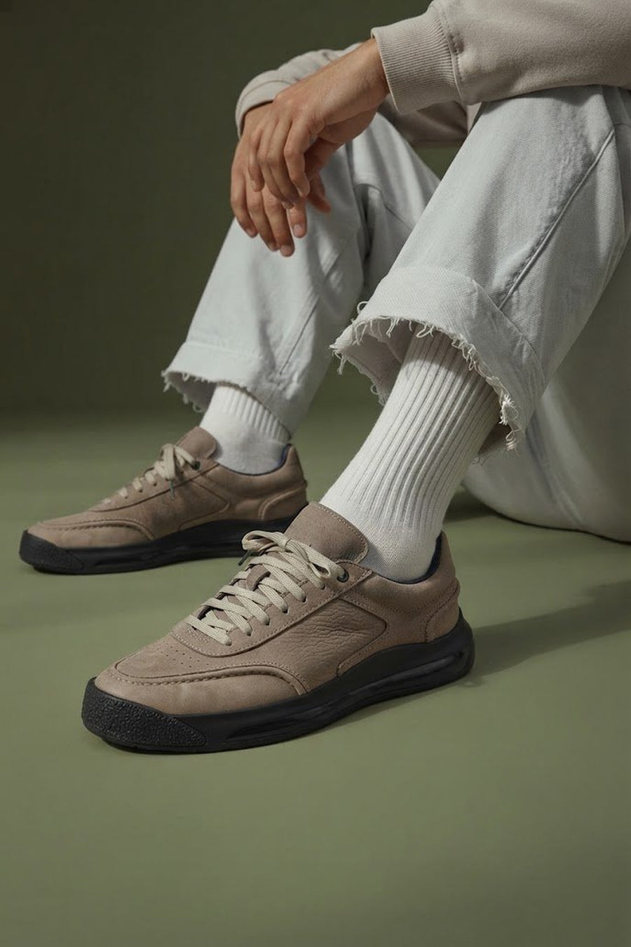 Male Mink Lace-Up Nubuck Leather Sneaker