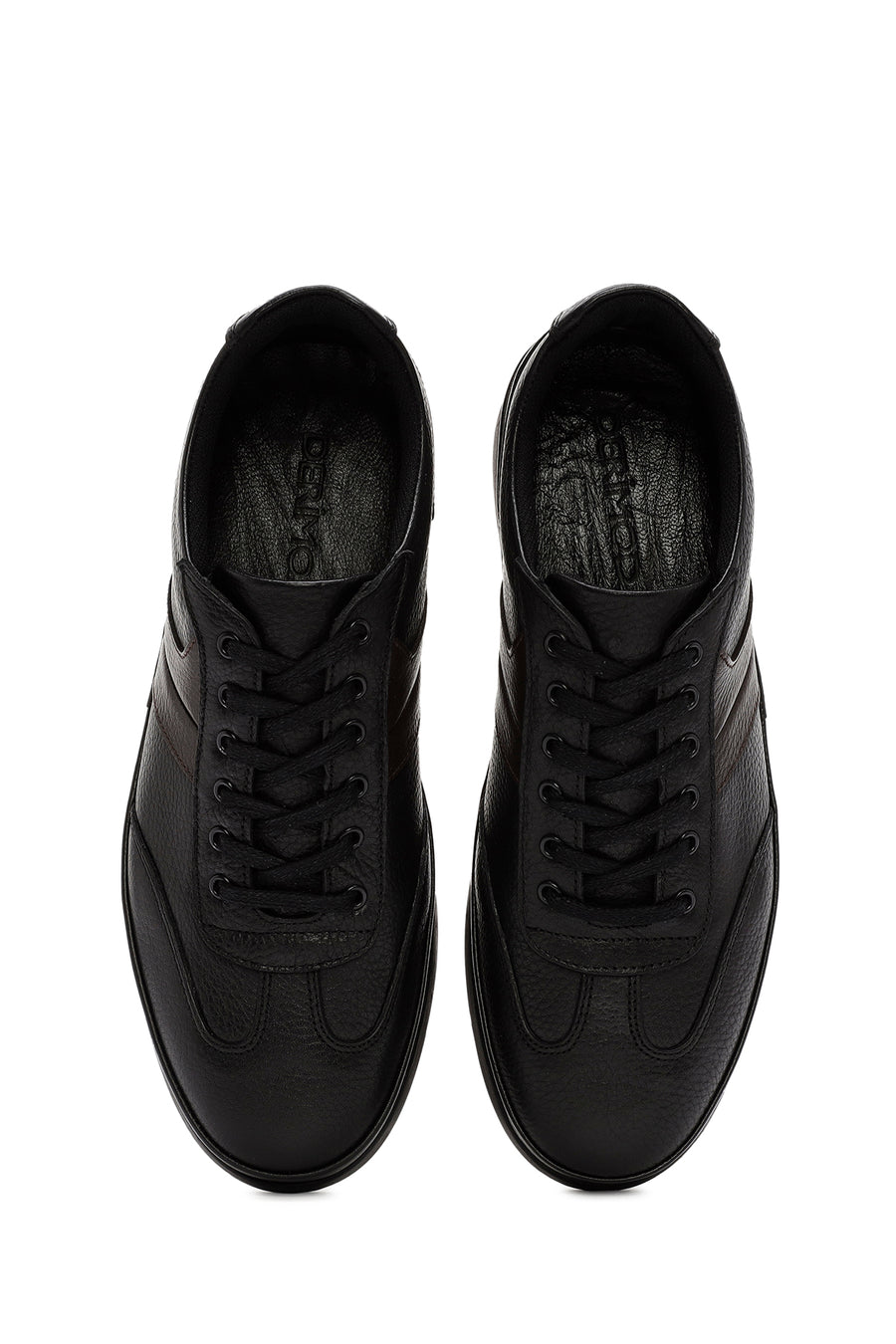 Erkek Siyah Bağcıklı Deri Sneaker