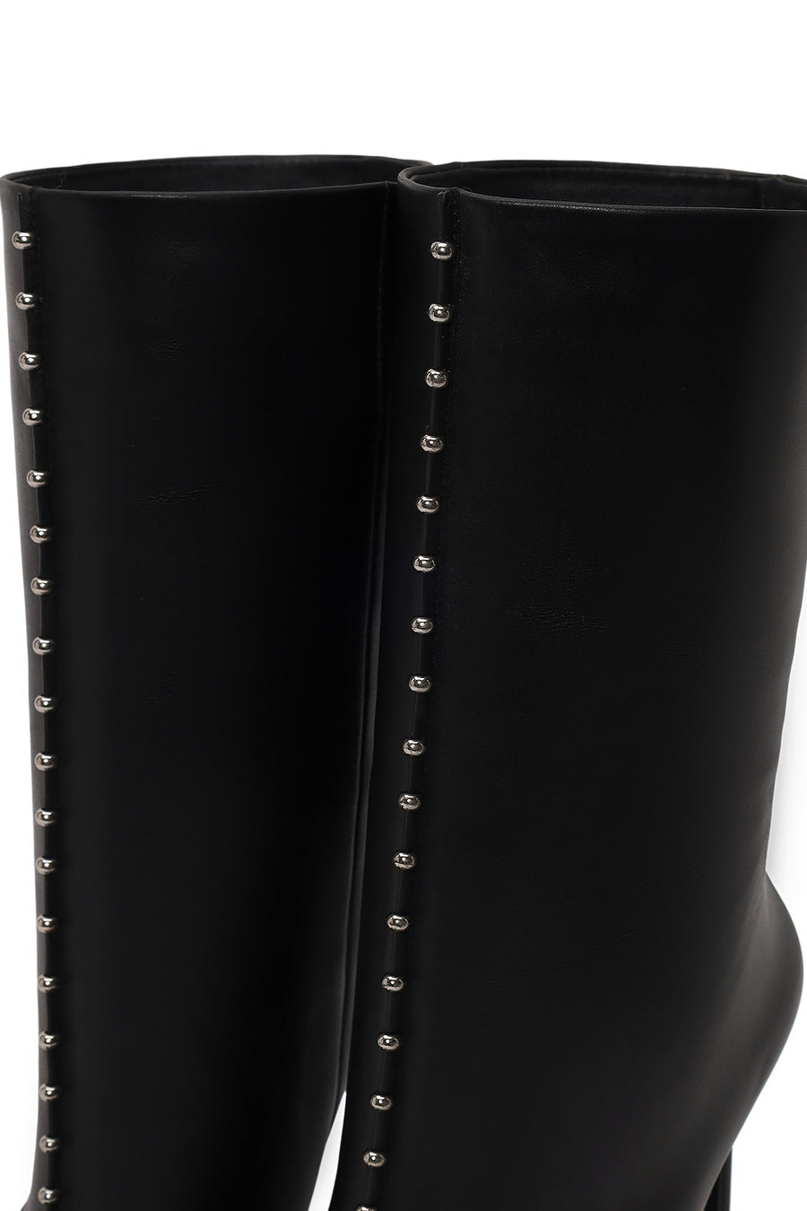 Woman Black High Thin Heeled Leather Boots