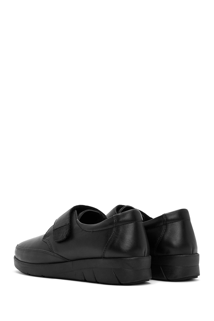 Women's Black Strappy Leather Comfort Shoes