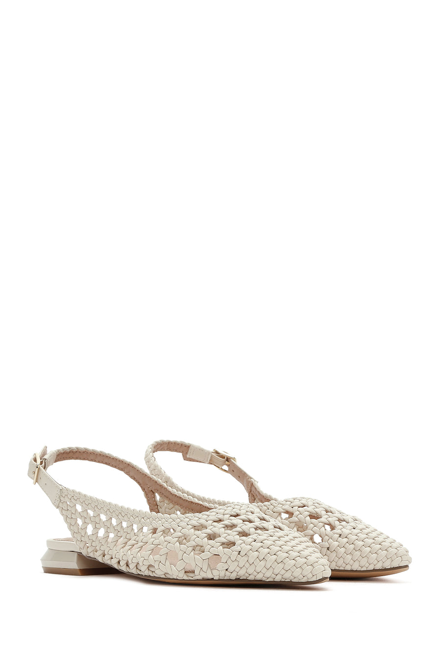 Women's Cream Knitted Open Back Ballerinas