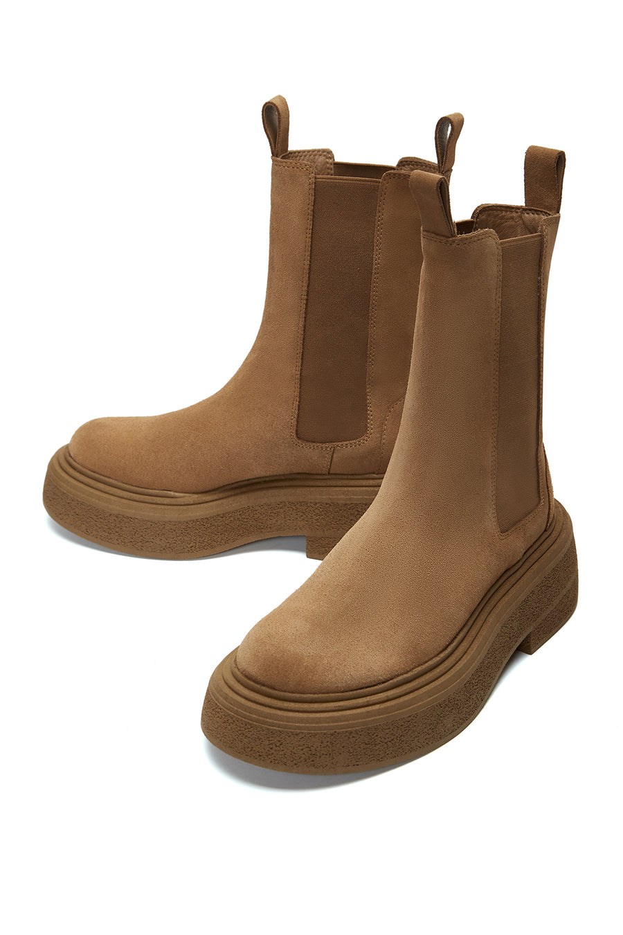 Women's Tan Suede Leather Chelsea Boots