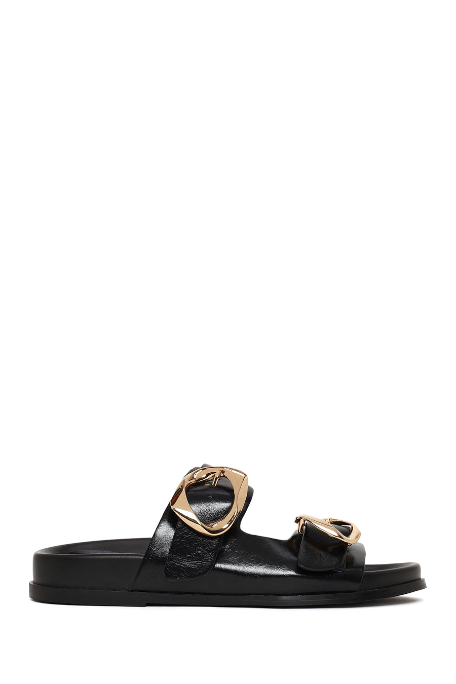 Woman Black Double-Buckle Slippers 26SFD442118 | Derimod