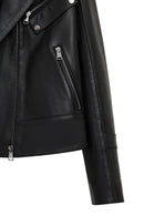 Roma Women's Black Biker Leather Jacket | Derimod