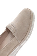 Kadın Bej Dolgu Topuklu Süet Deri Comfort Loafer | Derimod