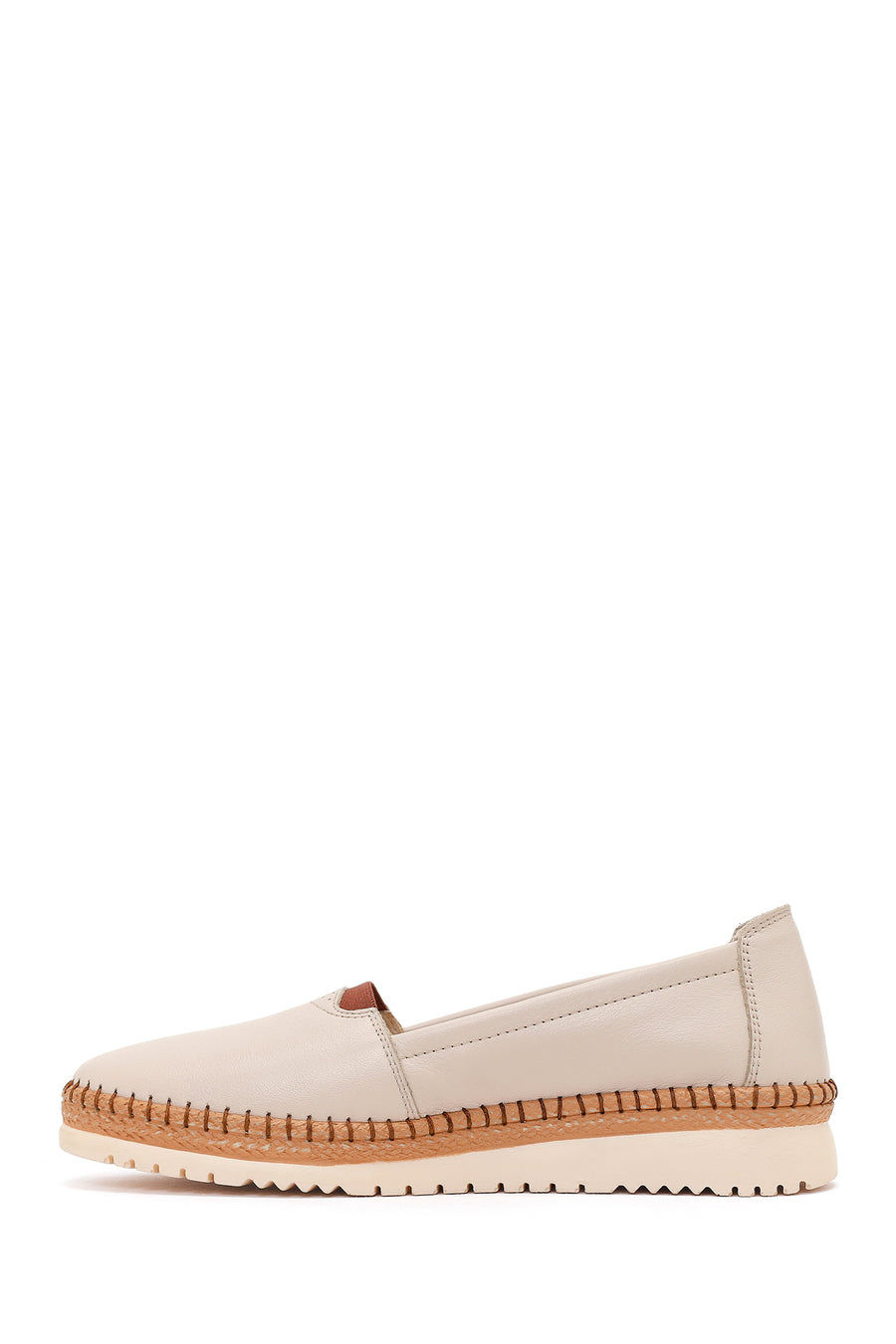Women's Cream Thick-Sole Leather Comfort Shoes