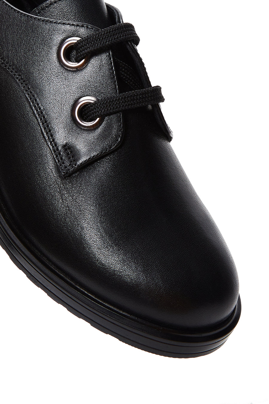 Women's Black Leather Oxford Shoes