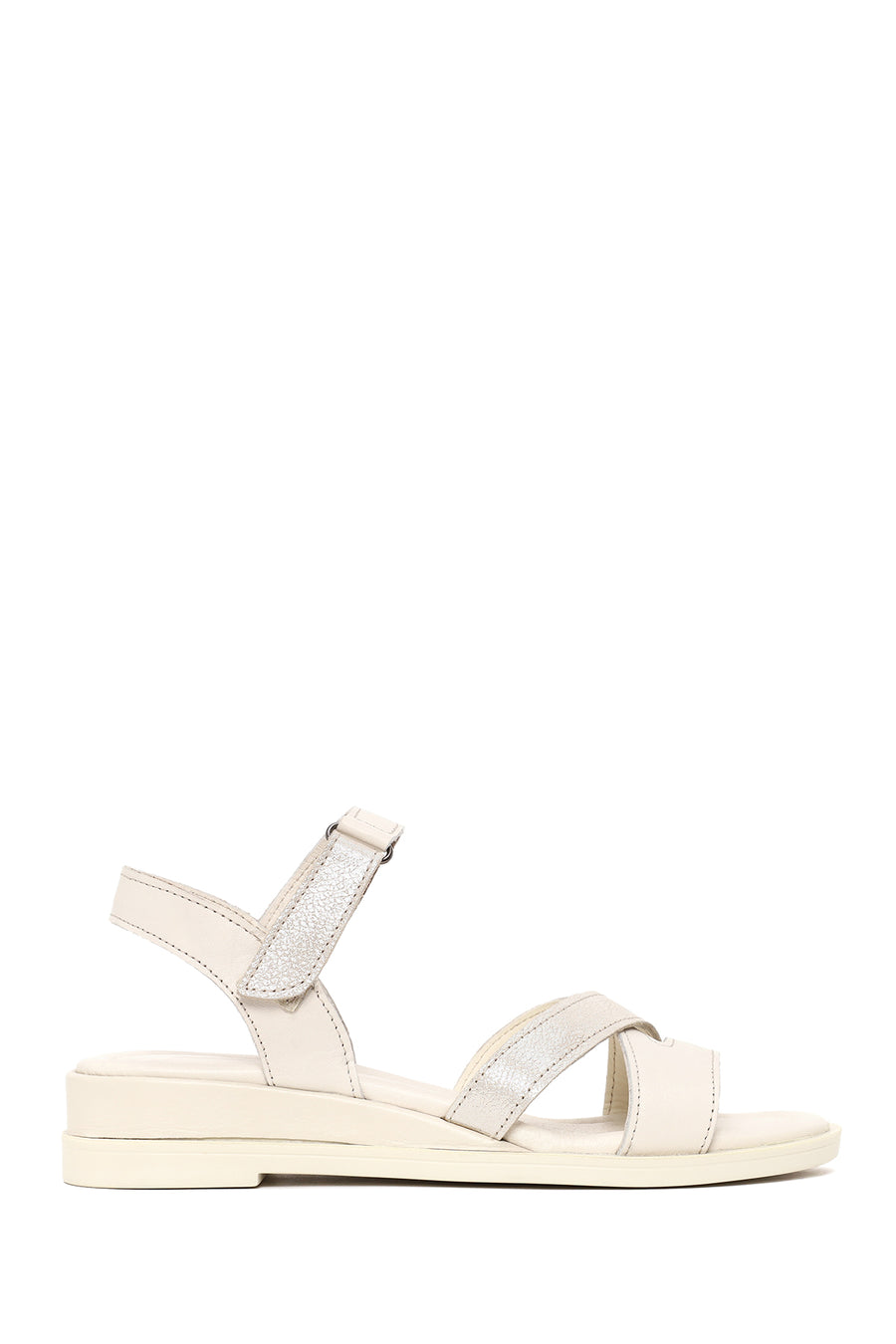Kadın Krem Bilekten Bantlı Deri Sandalet 26SFD362118 | Derimod