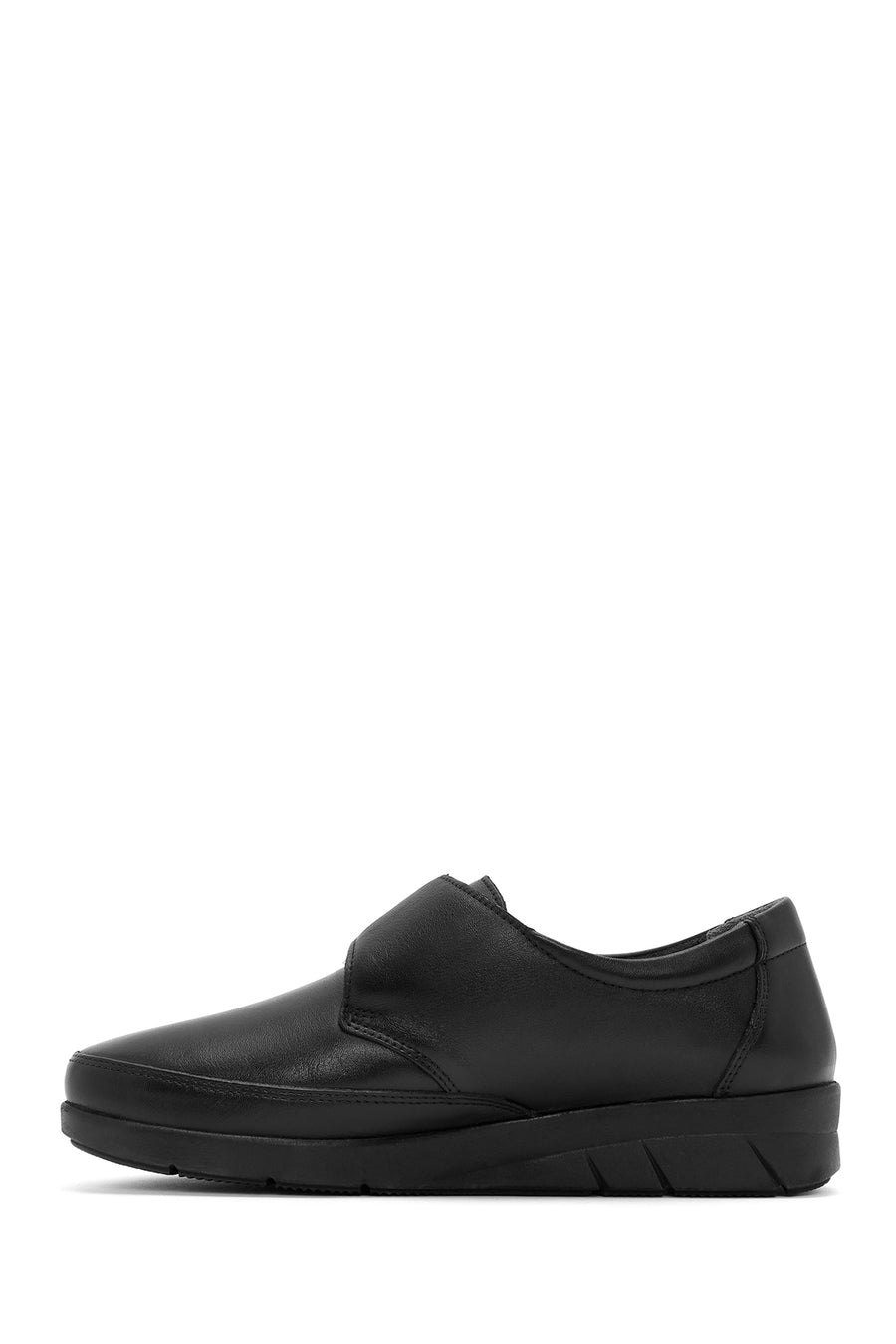 Women's Black Strappy Leather Comfort Shoes