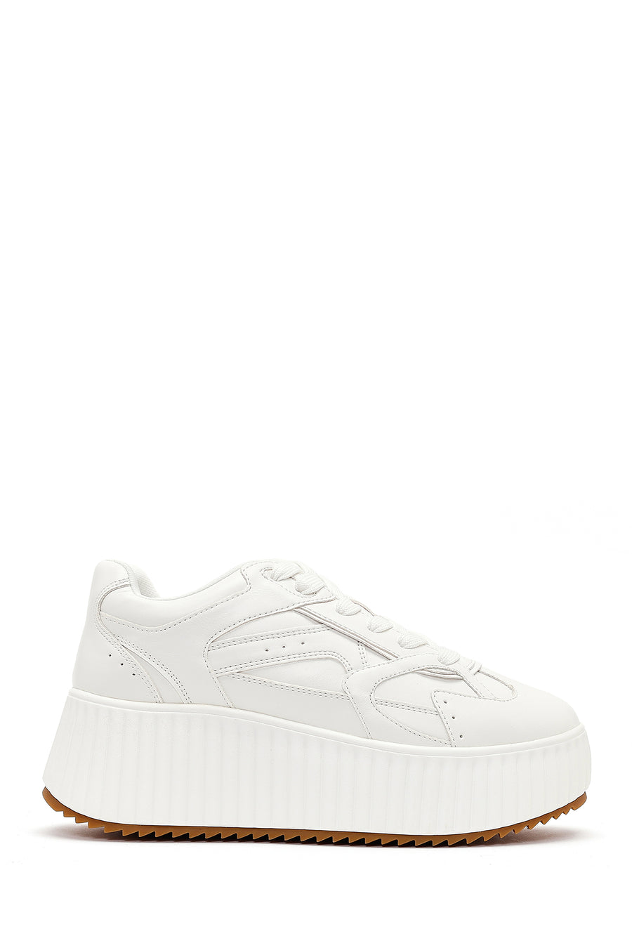 Kadın Beyaz Kalın Tabanlı Bağcıklı Sneaker AF520006SV | Derimod