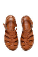 Women's Tan Ankle Strap Leather Comfort Sandals | Derimod