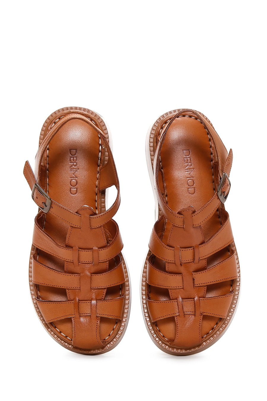 Women's Tan Ankle Strap Leather Comfort Sandals