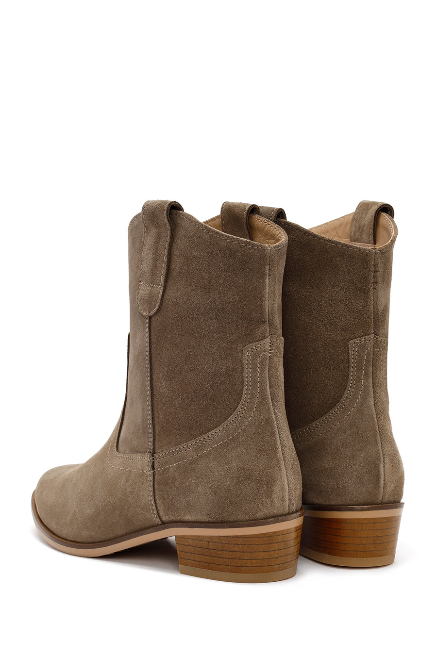 Woman Mink Suede Leather Cowboy Boots