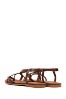 Women's Brown Buckle Thong Leather Bodrum Sandals | Derimod