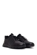 Erkek Siyah Bağcıklı Deri Sneaker | Derimod