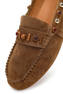 Kadın Camel Püsküllü Süet Deri Loafer | Derimod