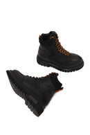 Harley Davidson Male Black Stein Lace-Up Thick-Sole Leather Combat Boots | Derimod