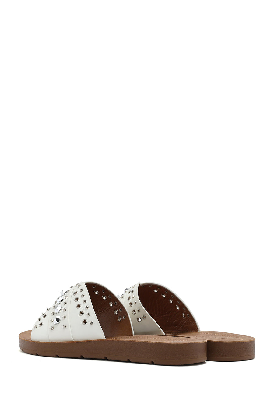 Women's White Stone Slippers