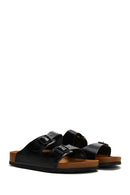 Men's Leather Double Buckle Slippers | Derimod