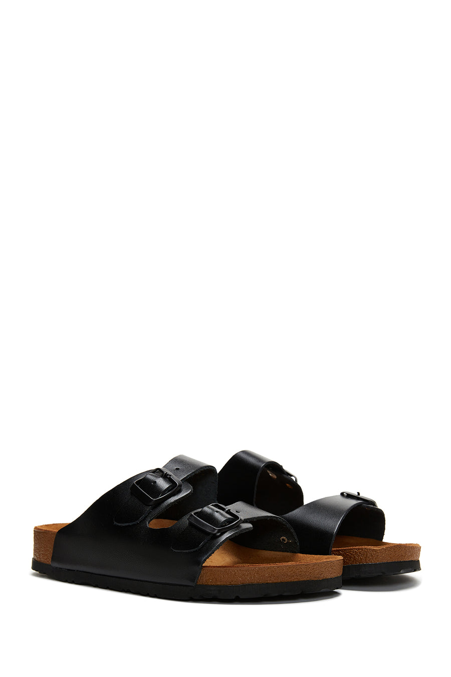 Men's Leather Double Buckle Slippers