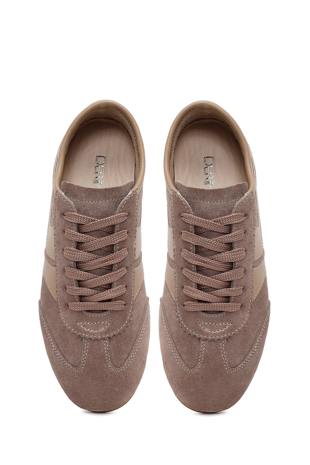 Kadın Vizon Bağcıklı Süet Deri Sneaker