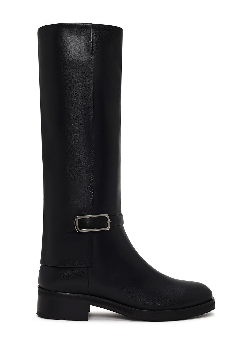 Kadın Siyah Fermuarlı Deri Çizme