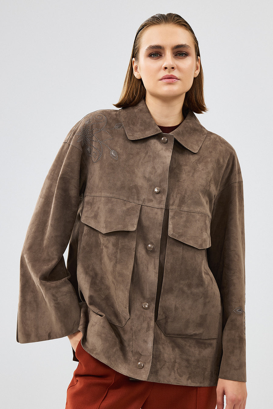Jennifer Women's Mink Suede Leather Jacket