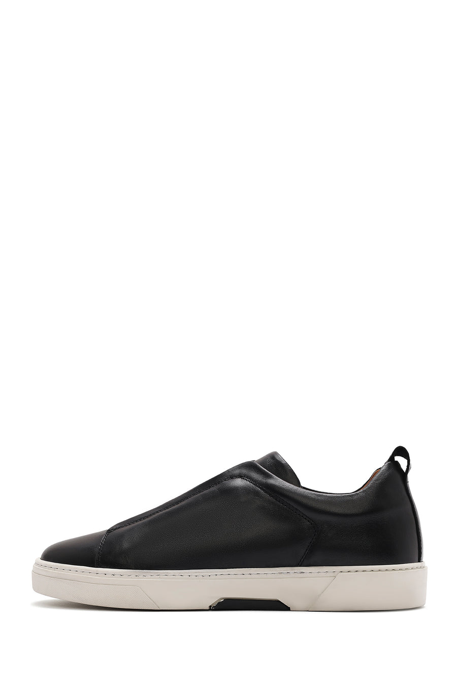 Erkek Siyah Lastikli Deri Sneaker