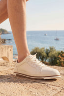 Erkek Beyaz Bağcıklı Deri Sneaker | Derimod