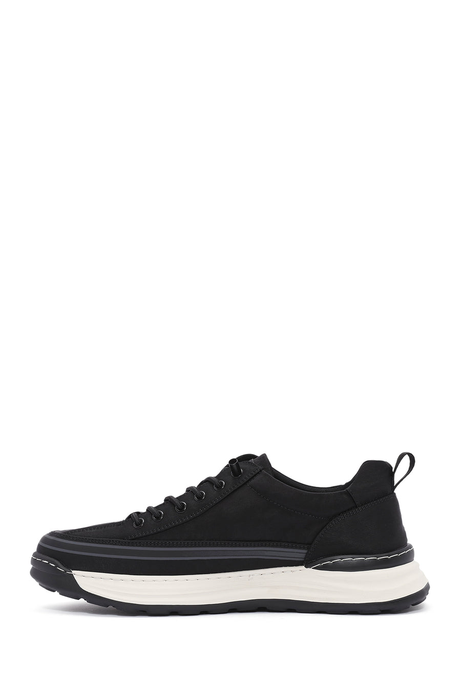 Men's Black Lace-Up Fabric Sneakers