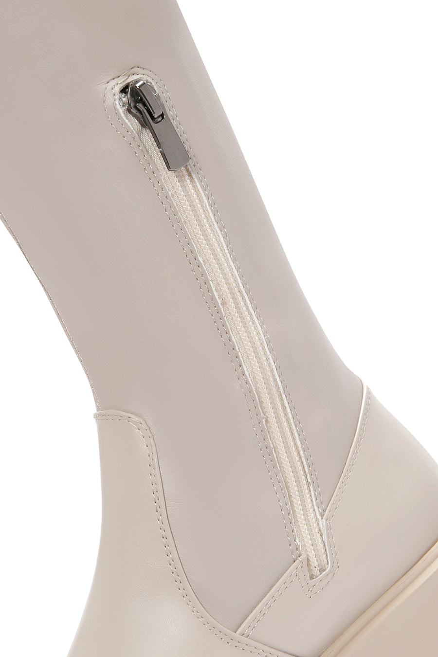 Women's Beige Laptop Thick Soled Zippered Casual Boots
