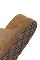 Woman Mink Double-Buckle Thick-Soled Suede Slipper | Derimod