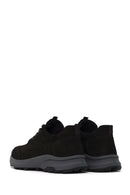 Male Black Lace-Up Thick-Soled Nubuck Leather Casual Sneaker | Derimod