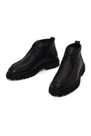 Male Black Lace-up Leather Casual Boots | Derimod