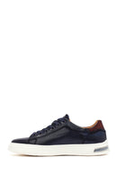 Erkek Lacivert Bağcıklı Deri Sneaker | Derimod