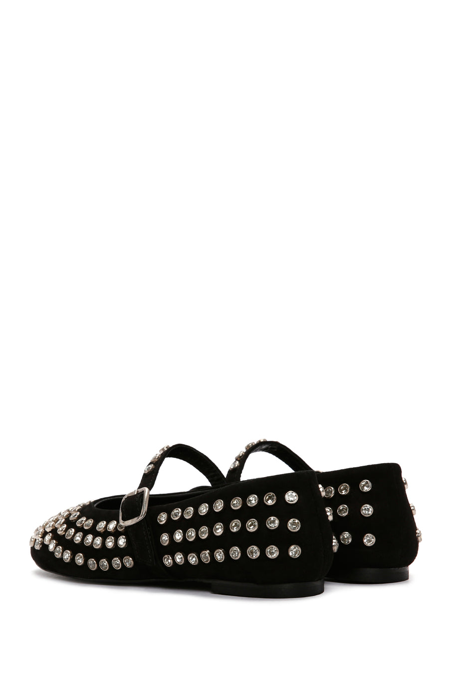 Woman Black Embellished Leather Ballet Flat