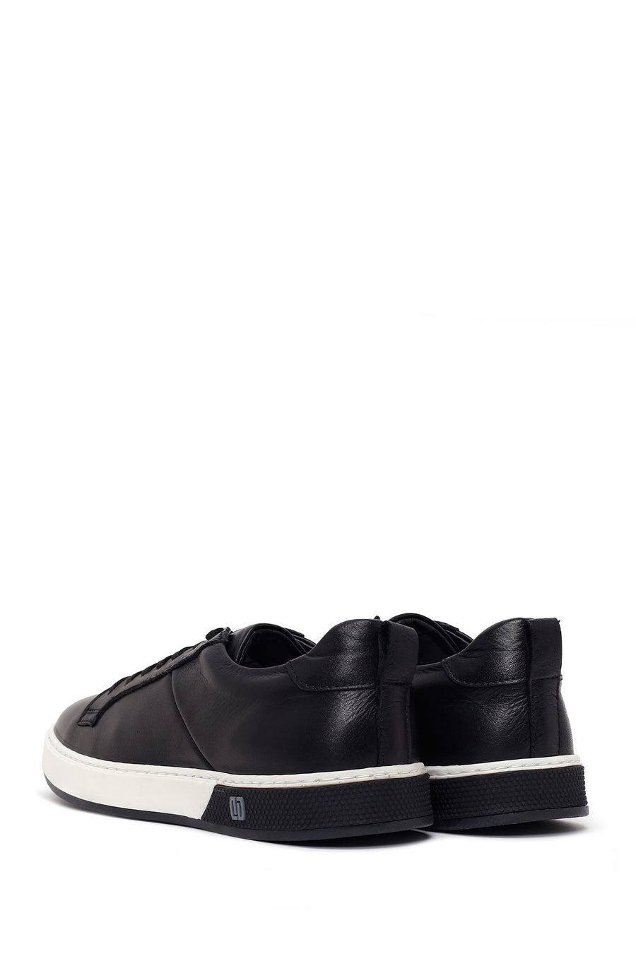 Erkek Siyah Bağcıklı Deri Sneaker