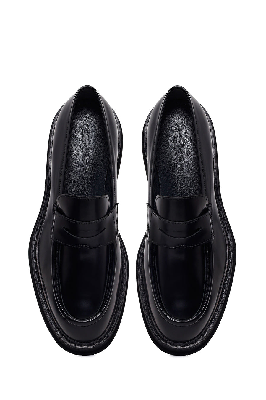 Male Black Thick-Soled Leather Loafer