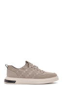 Men's Beige Lace-Up Patterned Fabric Sneakers | Derimod