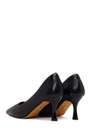 Woman Black Thin-Heeled Leather Stiletto | Derimod