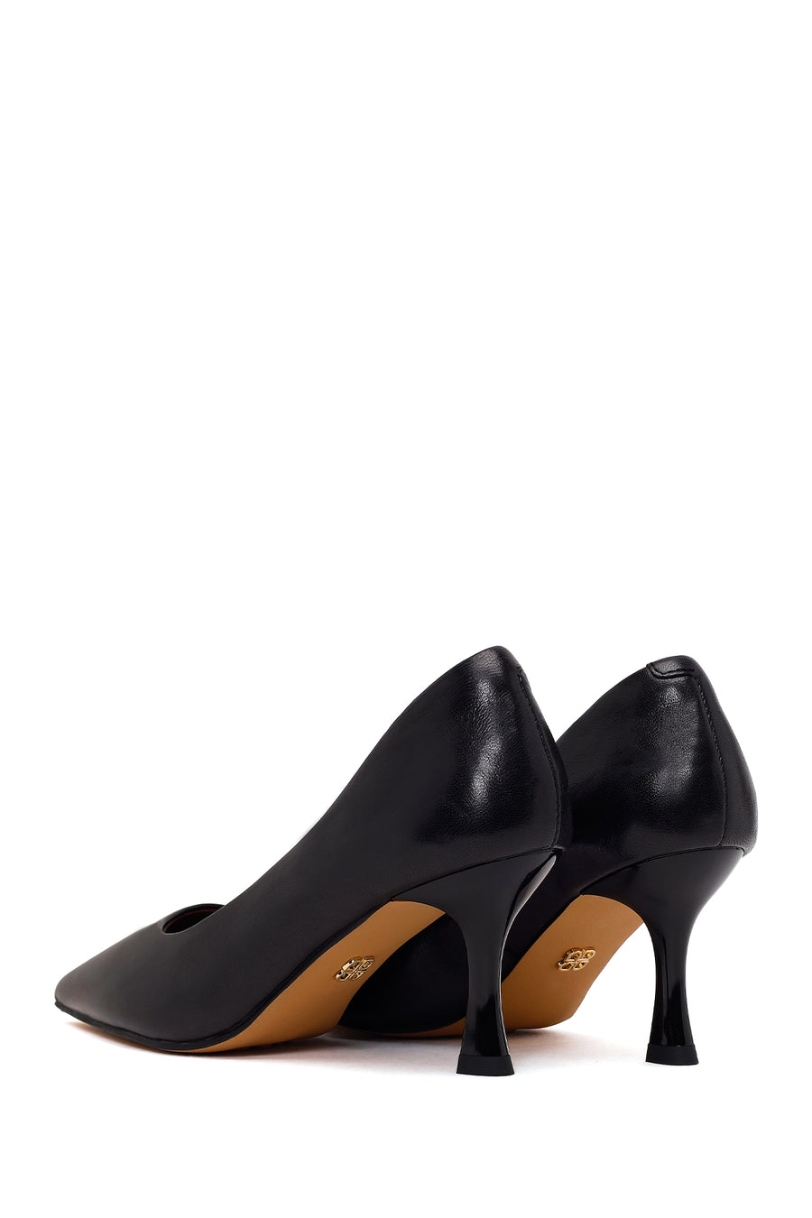 Woman Black Thin-Heeled Leather Stiletto